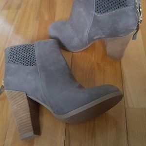 Grey heeled ankle booties